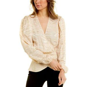 Ronny Kobo NWT Ellana Ivory Zebra Silk Blouse Wrap Top Medium